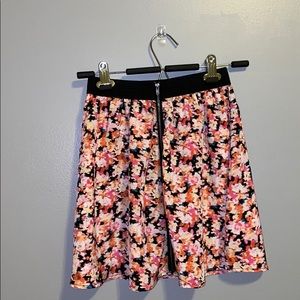 A pink floral mini skirt